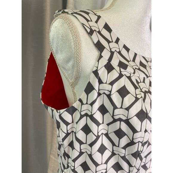 Robbie Bee Size 14 Sleeveless dress geometric print gray and white with pockets - Picture 4 of 5